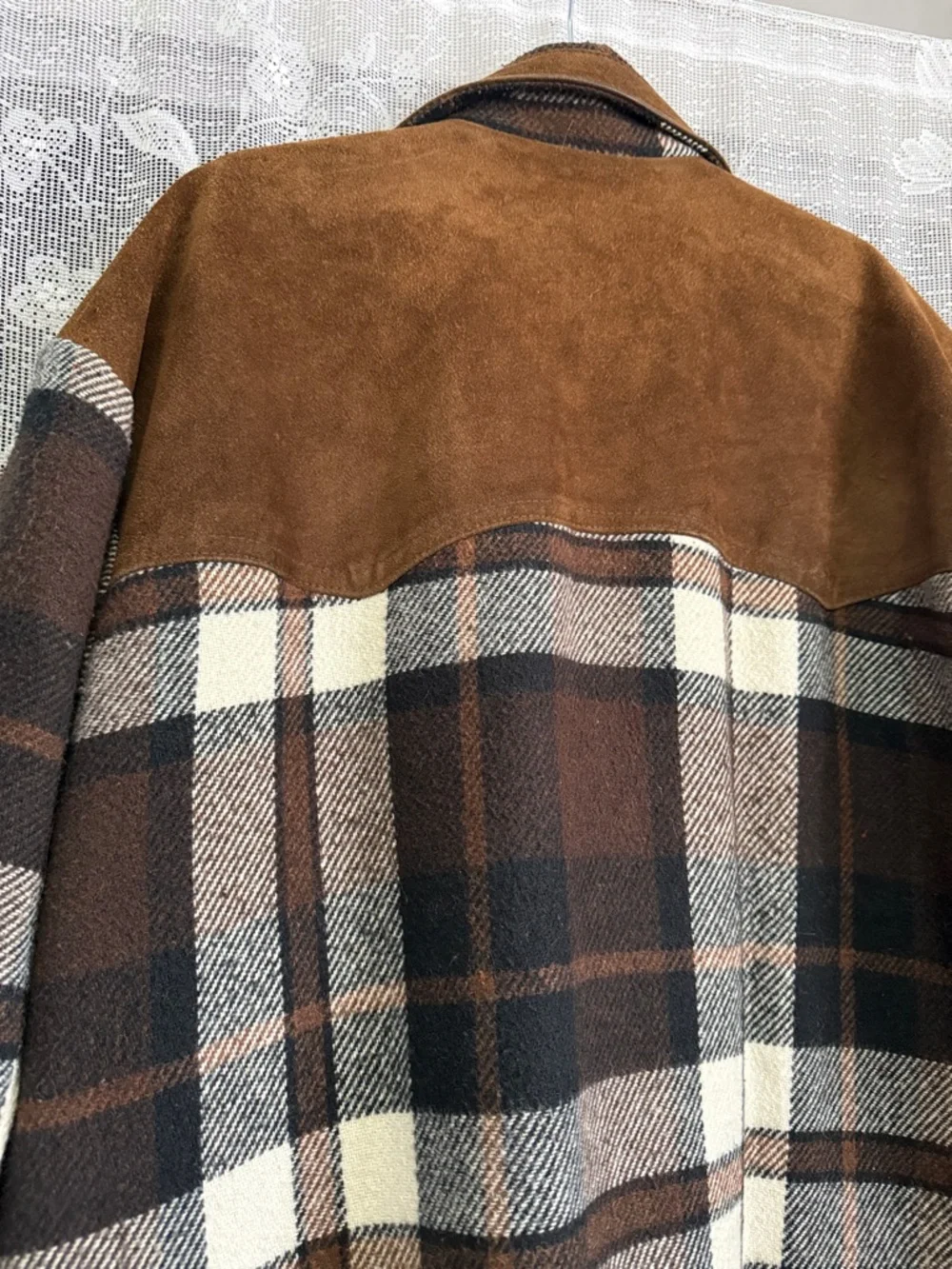 Vintage Laurence Roy suede and wool plaid jacket - Picture 6 of 6